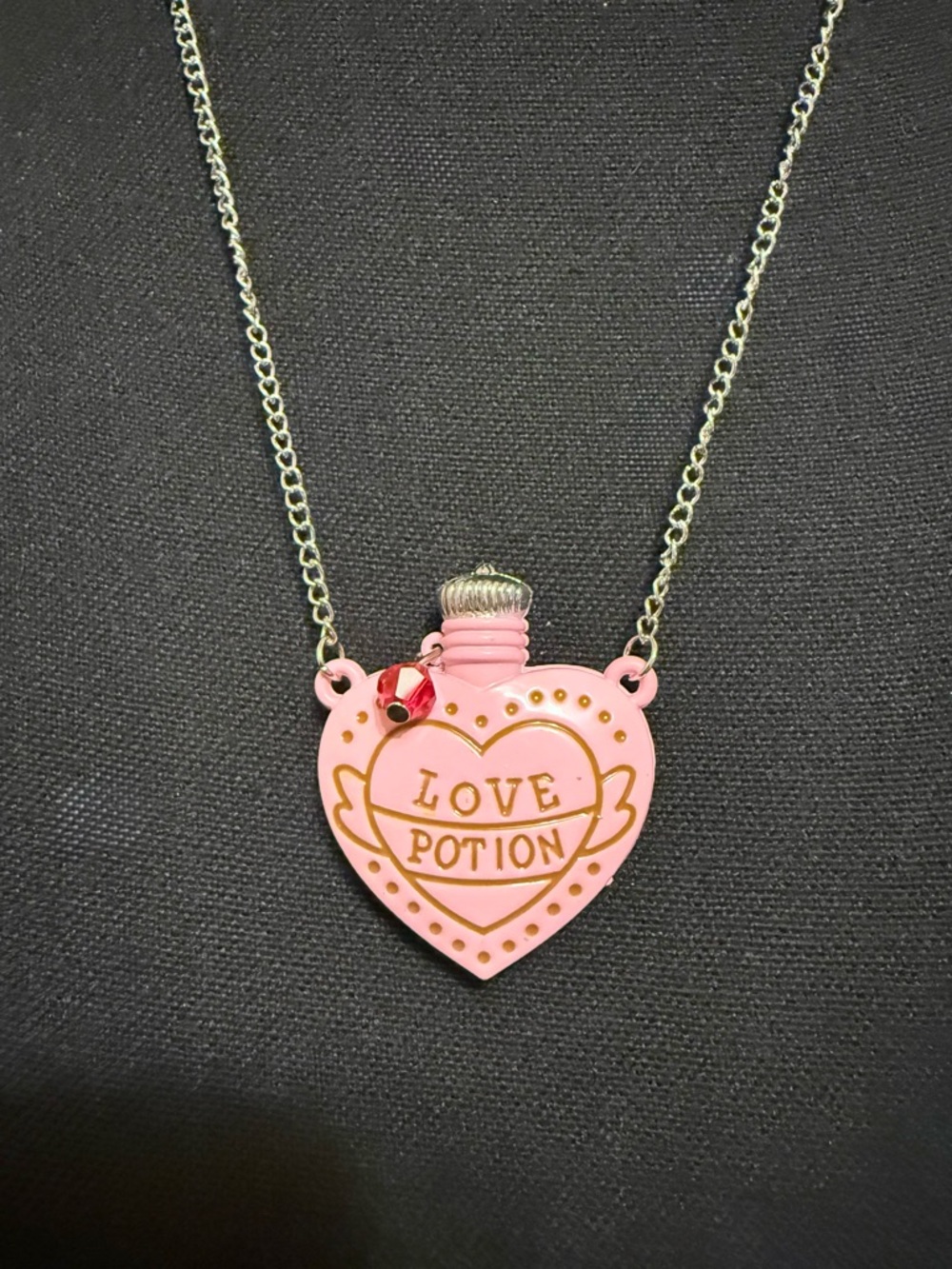 Silver and Pink Love Potion Vial Necklace